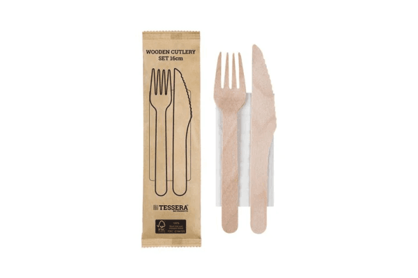 WOODEN COVER (FORK-KNIFE-PAPER) FSC 5X100pcs. - FSC 100%