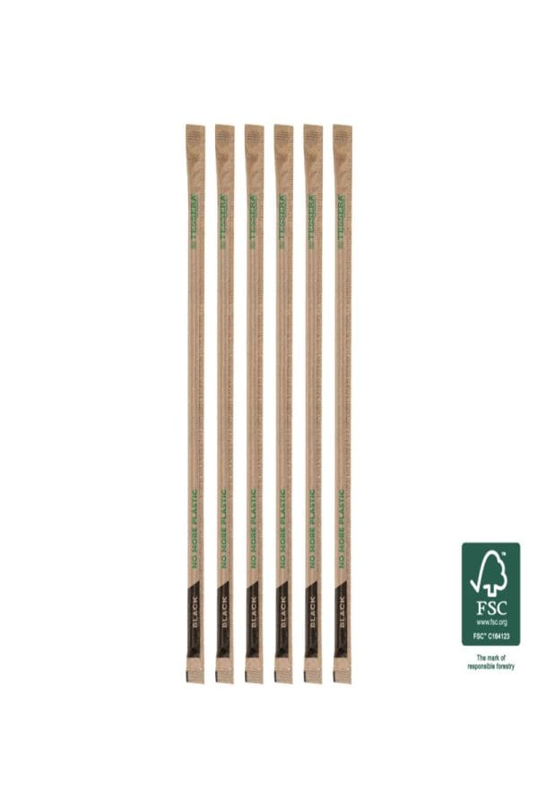 FSC® Straight Black Paper Straws Ø 0.4 cm x 19 cm Packed 1/1