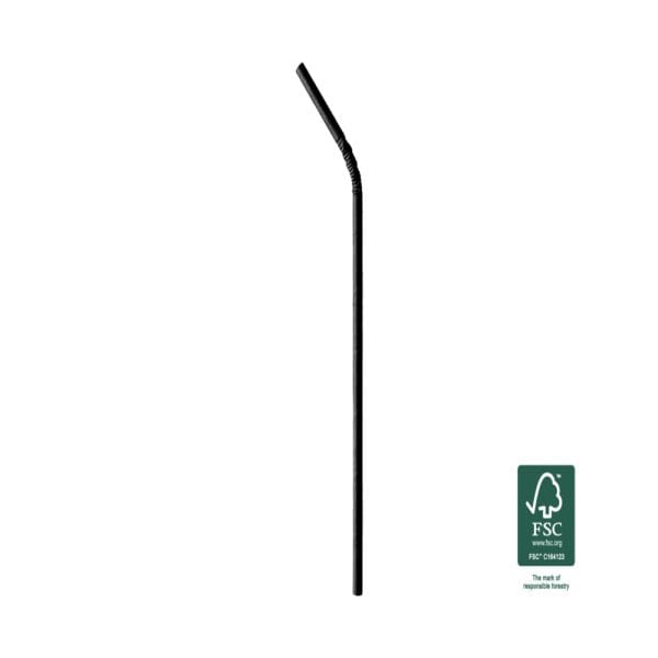 Paper Straws FSC® Split Black Ø0.6 cm. x 21 cm. Packed 1/1
