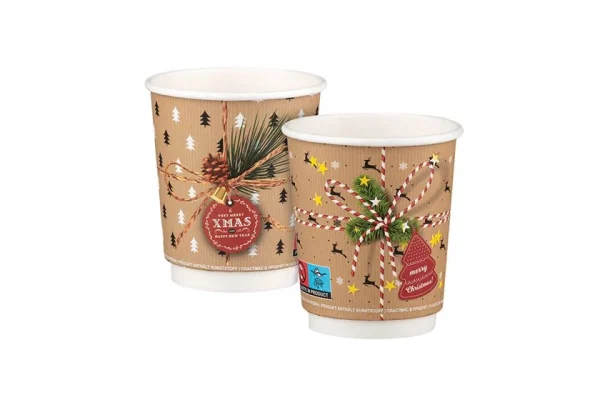 Paper Cup Double Wall 8oz HAPPY HOLIDAYS MIX