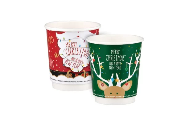 Paper Cup Double Wall 8oz MERRY CHRISTMAS MIX