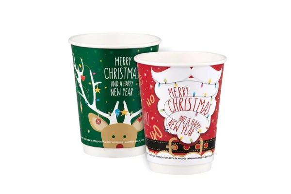 Paper Cup Double Wall 12oz 90mm MERRY CHRISTMAS MIX