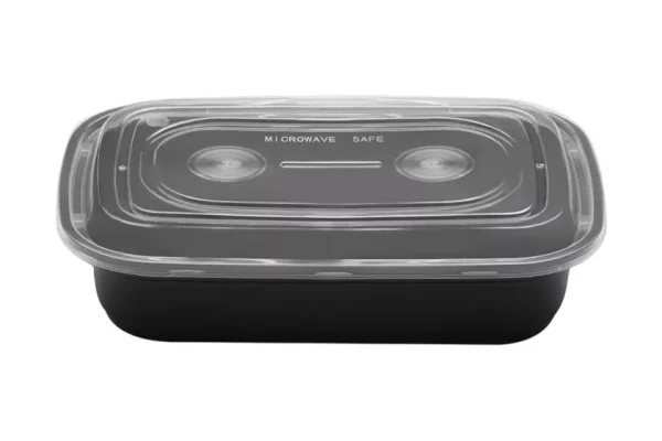 Black American Style Dinnerware M/W 1000 ml with Transparent Lid