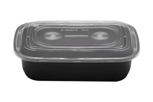 Black American Style Dinnerware M/W 1250 ml with Transparent Lid