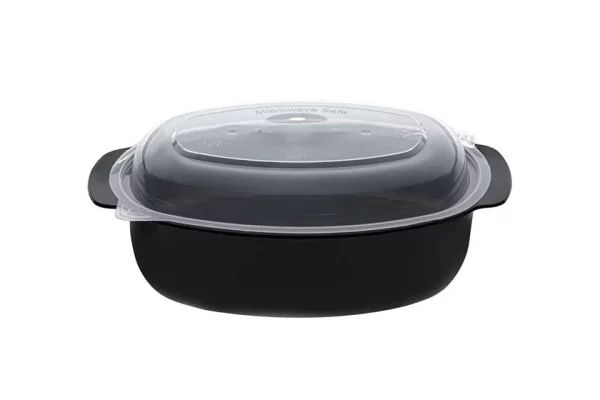 Oval Par/mo Container M/W 1250 ml Black with Transparent Lid