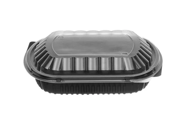 Black Oval Ripple Container M/W 1100 ml with Transparent Lid
