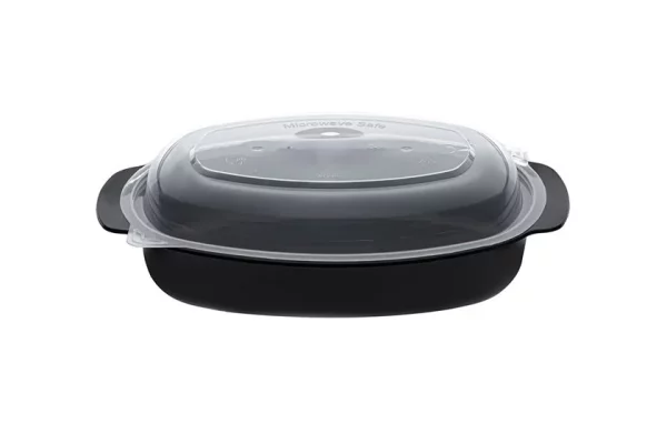 Oval Par/mo Container M/W 750 ml Black with Transparent Lid
