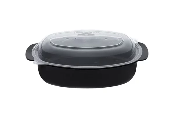 Oval Par/mo Container M/W 950 ml Black with Transparent Lid