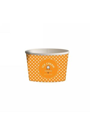 Χάρτινο Κύπελλο Παγωτού 12oz DOT ORANGE (50τμχ)
