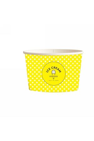 Χάρτινο Κύπελλο Παγωτού 8oz DOT YELLOW (50τμχ)