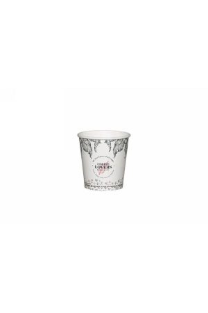 Ποτήρι Χάρτινο Μαύρο Μονότοιχο 4oz -Cοffee Lovers (50τμχ)